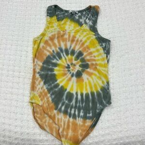 Agolde Tie Dye Cotton Ribbed Racerback Bodysuit, Size M WORN ONCE